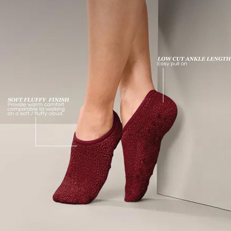AmazingStone 3Pairs Cozy Winter Fuzzy Socks for Women With Grip Anti-Slip Fluffy Plush House Warm Ankle Socks - Image 2